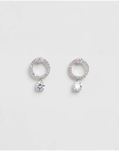 Swarovski - Constella hoop earrings, Round cut, White, Rhodium plated