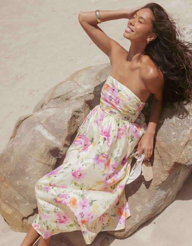 Petal & Pup - Kayt Strapless Dress - Yellow Petunia