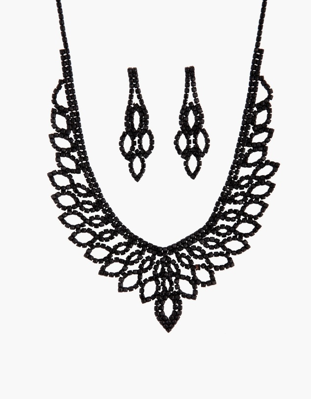 Lovisa - Black Decorative Cup Chain Earrings Necklace Set