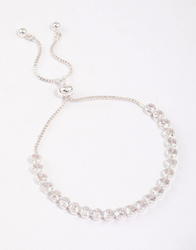 Lovisa - Silver Plated Round Cubic Zirconia Toggle Tennis Bracelet