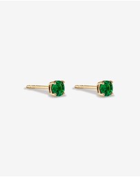 Michael Hill - Round Green Created Emerald Birthstone Stud Earrings in 10kt Yellow Gold