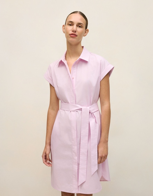 Trenery - Cotton Poplin Cap Sleeve Shirt Dress in Soft Lilac
