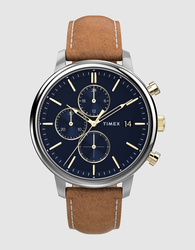 TIMEX - Chicago Chrono Blue Dial and Tan Strap