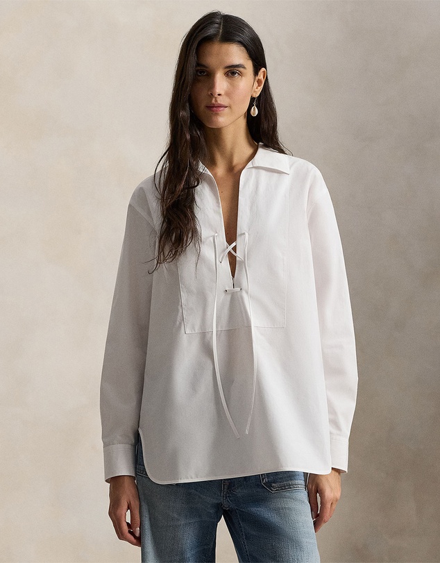Polo Ralph Lauren - Lace-Up Bib Cotton Shirt - The ICONIC Exclusive