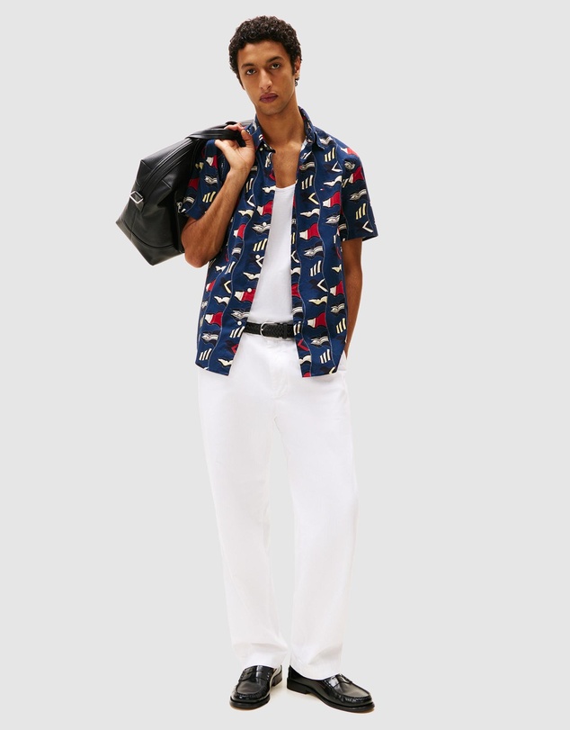 Tommy Hilfiger - Regular Fit Flag Print Poplin Shirt - ICONIC EXCLUSIVE