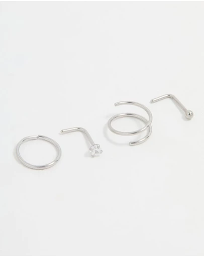 Lovisa - Surgical Steel Simple Mixed Nose Piercings 4-Pack