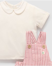 Purebaby - Christmas Striped Overall Set -Kids-Babies