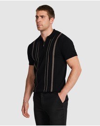 Tarocash - Luiz Stripe Zip Knit Polo