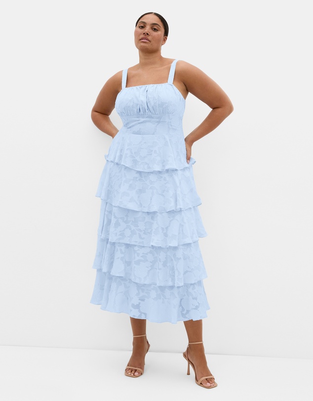 City Chic - Plus size Daniela Ruffle Tier Dress - sky blue