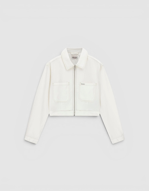 GUESS Jeans - GUESS JEANS Cropped Zipped Trucker Jacket