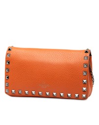 Pre-Loved by Azura Reborn - Pre-Loved Pebbled Calfskin Rockstud Clutch on Chain