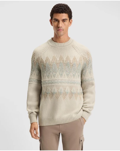 BOSS - Relaxed-Fit Sweater With Knitted Pattern