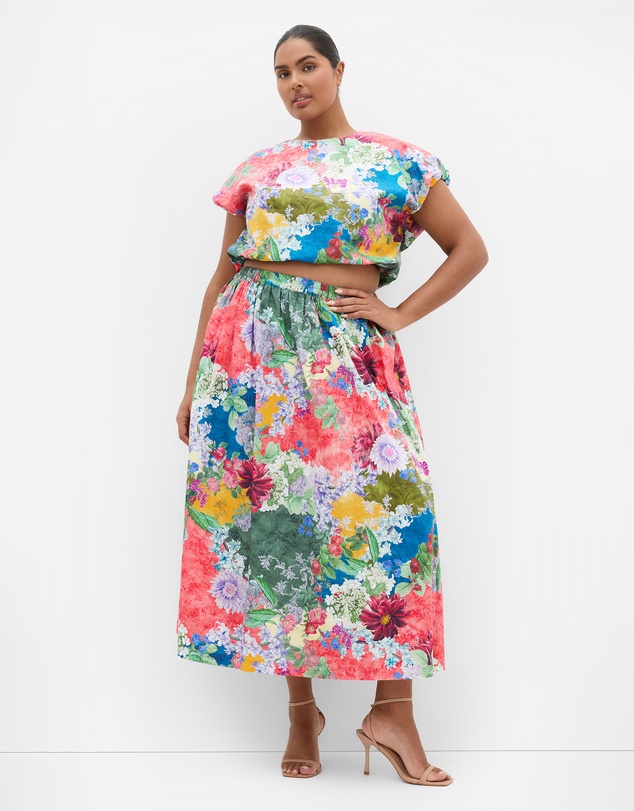City Chic - Sarina Berry Floral Print Cotton Top