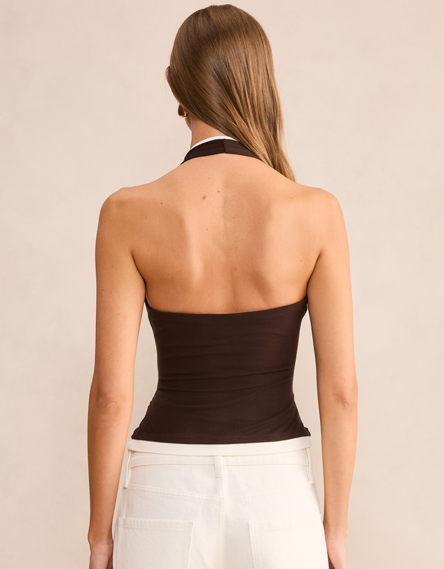 Forever New - Angelica Contrast Bind Halter Neck Top