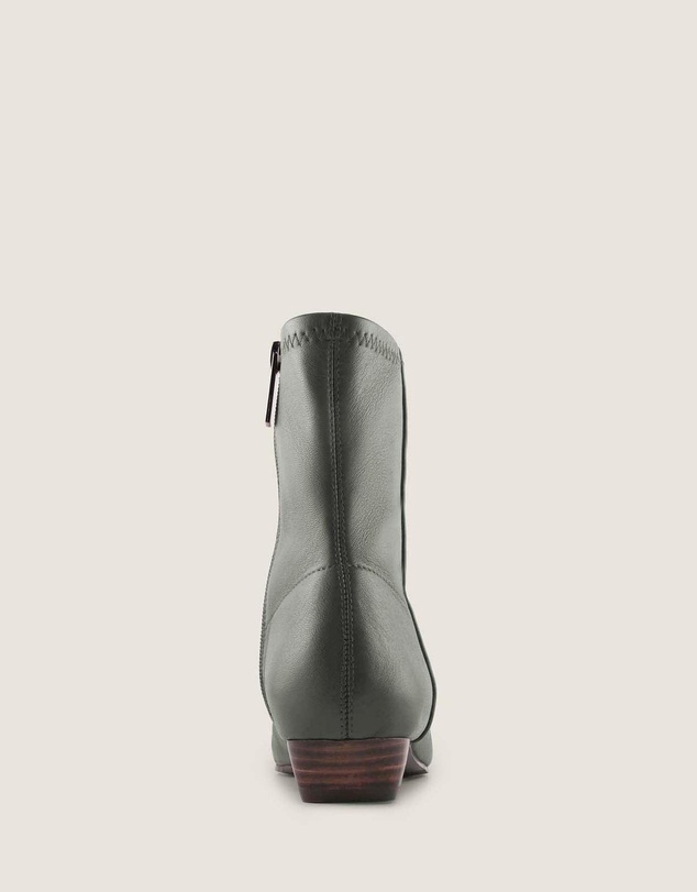 Shelly Shen - Carmen Heel Ankle Boots Dark Olive Leather