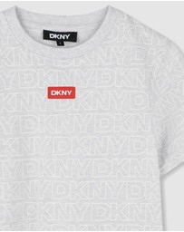 DKNY - All Over Logo Print Short Sleeve T-Shirt - Kids-Teens