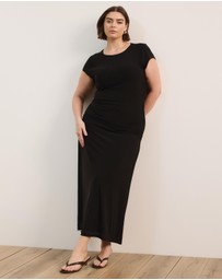 Atmos&Here Curvy - Ruby Mesh Midi Dress With Cap Sleeves