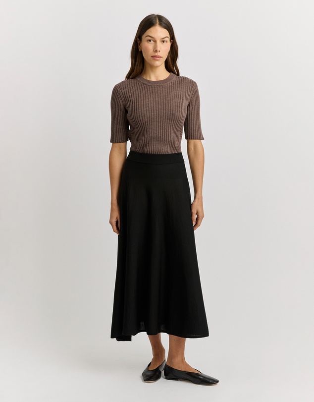 Toorallie - A-Line Knit Midi Skirt