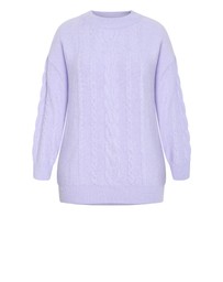 City Chic - Plus size Claudia Relaxed Knit Jumper - lilac