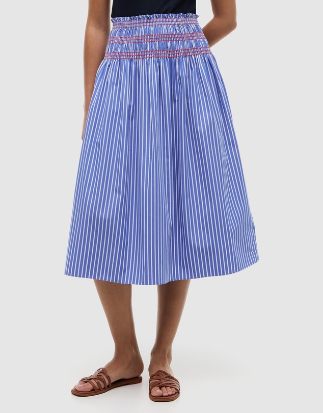 Tommy Hilfiger - Smock Stripe Topstitch Midi Skirt