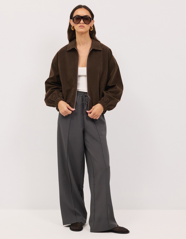Calli - Hayden Faux Suede Bomber Jacket