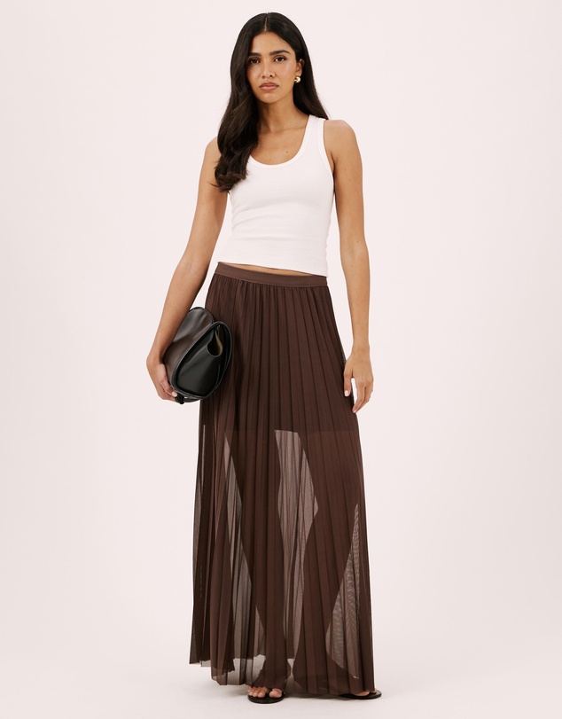 Atmos&Here - Bella Pleated Mesh Maxi Skirt
