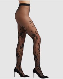 High Heel Jungle - Floral Jacquard Sheer Tights