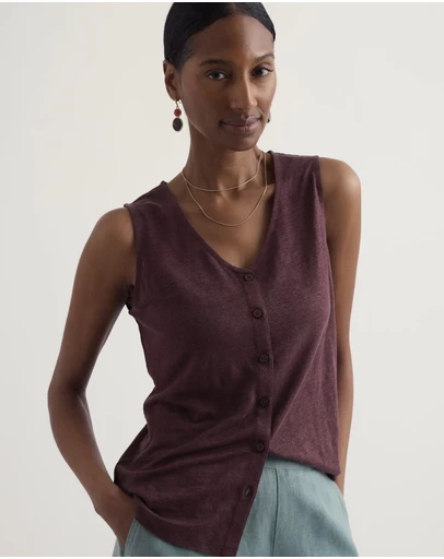 Seasalt - Carn Glaze Linen Button-Through Vest