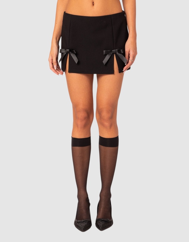 EDIKTED - Yvette Bow Slitted Mini Skirt