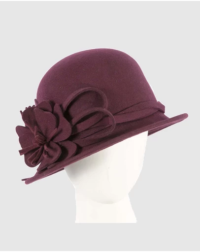 Max Alexander - Winter Felt Plum Cloche Hat