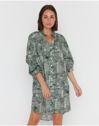ALEXANDRA - Ollie Dress Emerald Textured Print