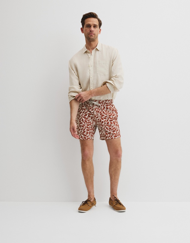 Country Road - Recycled Polyester Leaf Print Swim Short