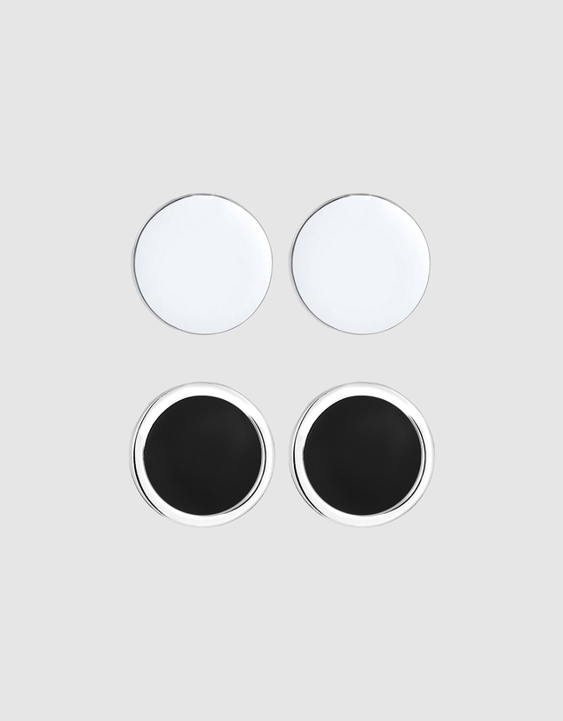Kuzzoi - ICONIC EXCLUSIVE - Earrings Men Set Stud Circle Geo with Enamel in 925 Sterling Silver