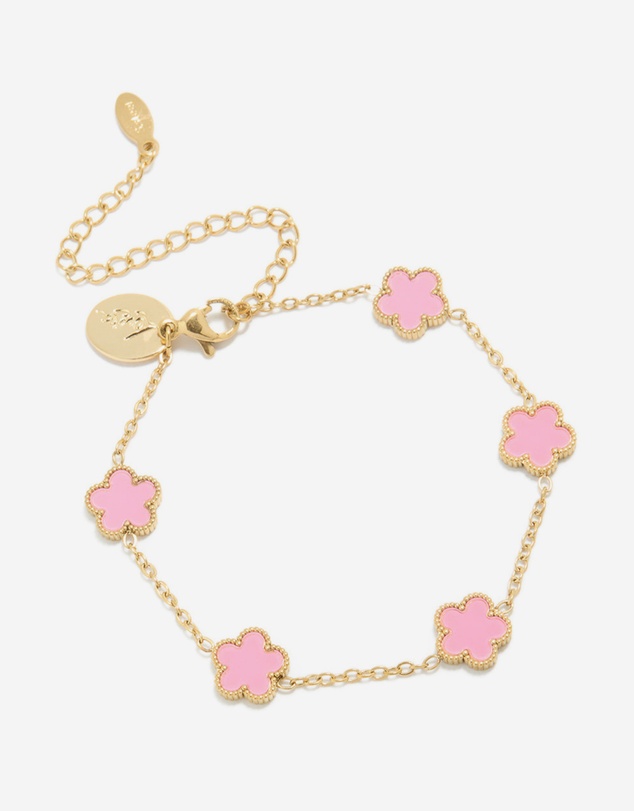 Lovisa - Waterproof Gold Plated Stainless Steel Light Pink Petal Flower Charm Bracelet