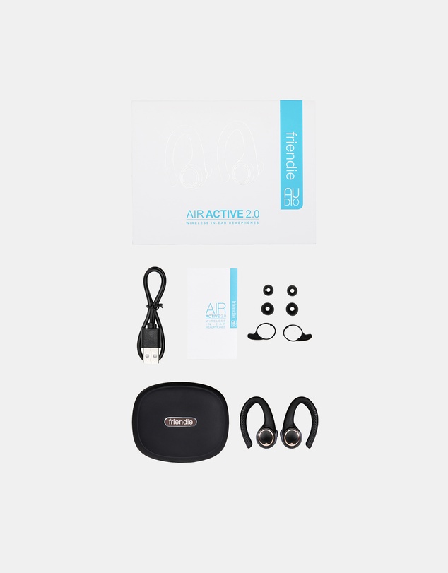 Friendie - AIR Active 2.0 Black and Rose Gold Sport Earbud (True Wireless In Ear Headphones)