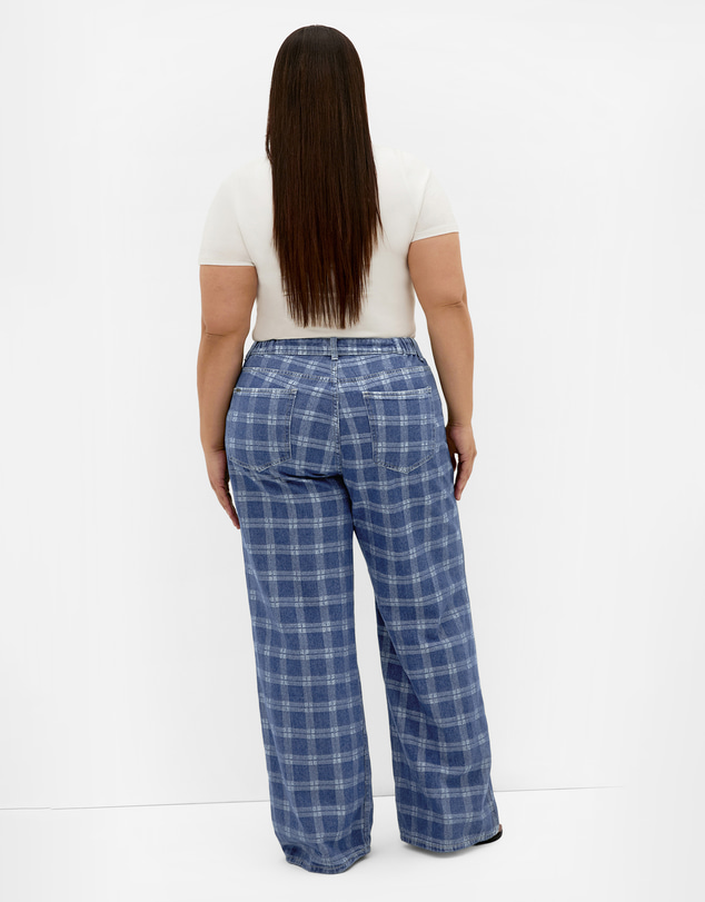 City Chic - Plus size Harley Fit Kayla Plaid Regular Jean - dark wash