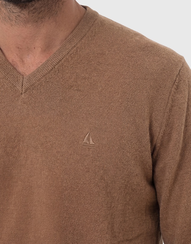 Coast Clothing - V-Neck Cotton Jumper - Natural