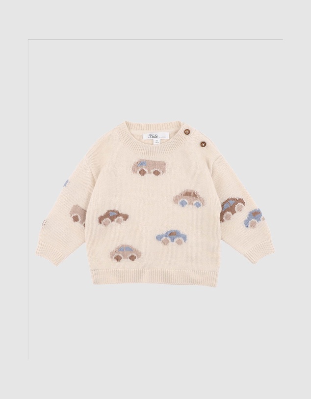 Bebe by Minihaha - Alvin Automobile Knitted Jumper - Babies