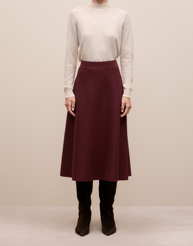 Trenery - Merino Milano Knit Skirt in Red Mahogany