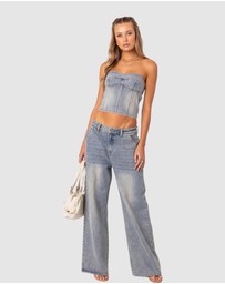 EDIKTED - Myla Washed Denim Corset