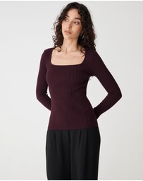 Forcast - Zahlia Square Neck Rib Knit