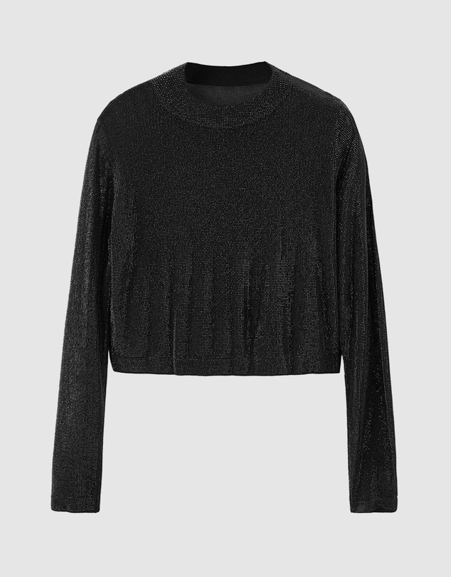 M.N.G - Cropped Sweater With Crystals
