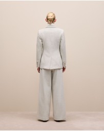 Trenery - Italian Wool Blend Single Breasted Blazer in Light Grey Marle