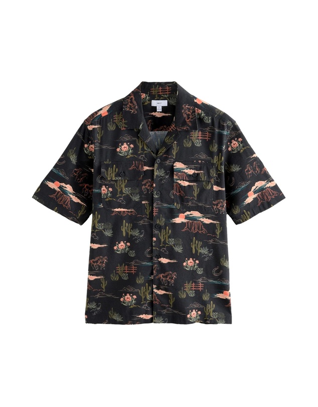 NEXT - Western Style Printed Short Sleeve Shirt With Cuban Collar