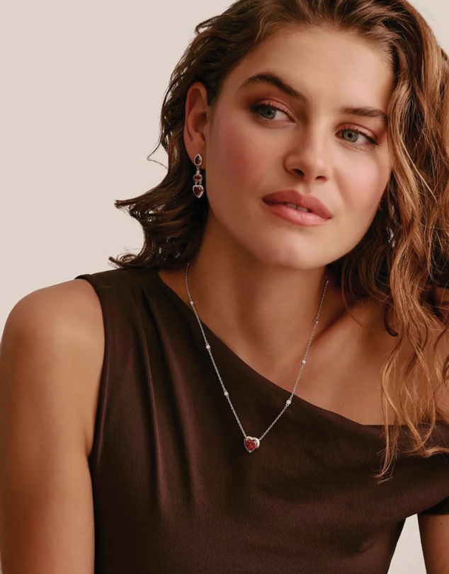 THOMAS SABO - THOMAS SABO Drop Earrings with Red Heart Stones Silver