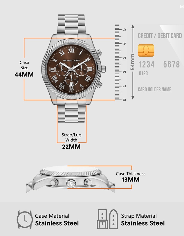 Michael Kors - Lexington Silver Tone Chronograph Watch