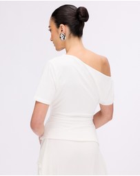 Minima Esenciales - Hayley Off Shoulder Jersey Ruched Top