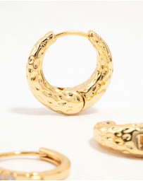 Lovisa - Gold Plated Brass Organic & Cubic Zirconia Clicker Earrings 3-Pack