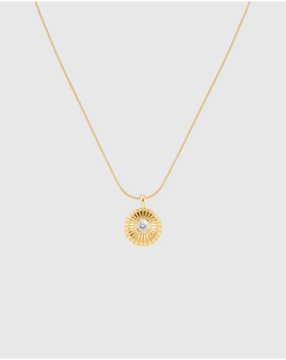Rosefield - Bold Solitaire Coin Gold-Tone Necklace