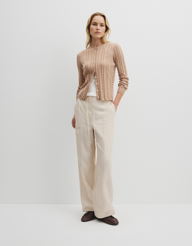 Country Road - Organically Grown Cotton Blend Cable Knit Cardigan